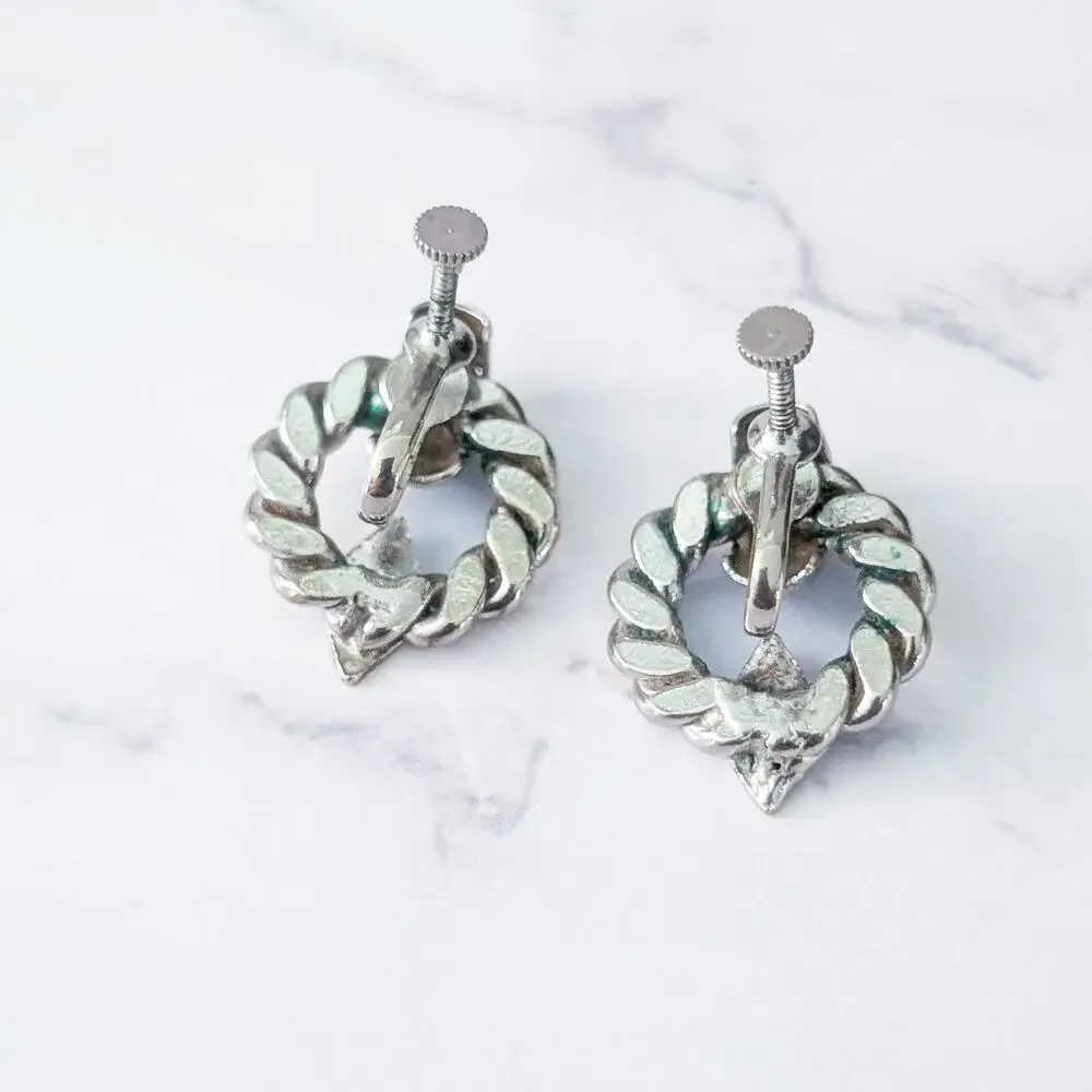 Vintage Screw On Earrings Silver Tone - Small Mark